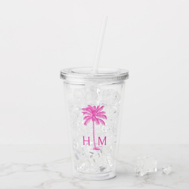 Monogramm des Palmetto Palm Trees Acryltrinkbecher (Rückseite Ice)
