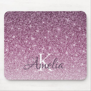 Monogramm des personalisierten Lila Sparkus-Glitze Mousepad