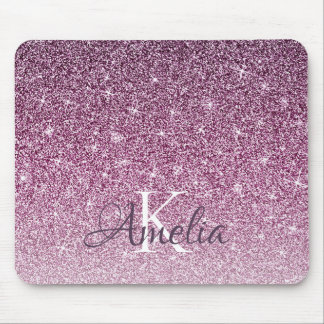 Monogramm des personalisierten Lila Sparkus-Glitze Mousepad