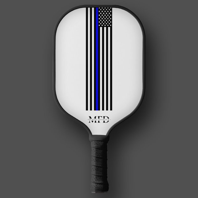 Monogramm des Polizeibeamten für moderne Thin Blue Pickleball Schläger (Modern Thin Blue Line Law Police Officer Monogram Pickleball Paddle
)