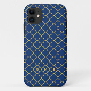 Monogramm des Quatrefoil Kleemustermarine-Gelbs 3 title_seo2