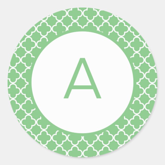 Monogramm des Quatrefolienmusters Runder Aufkleber (Vorderseite)