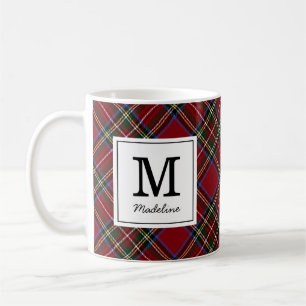 Monogramm des Red Tartan Holiday Kaffeetasse