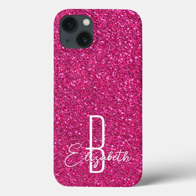 Monogramm des rosa Glitzer Case-Mate iPhone Hülle (Rückseite)