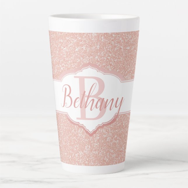 Monogramm des rosa Glitzer Milchtasse (Vorderseite)