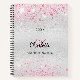 Monogramm des rosa Glitzer Notizbuch