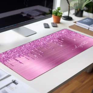 Monogramm des rosa Glitzer Schreibtischunterlage