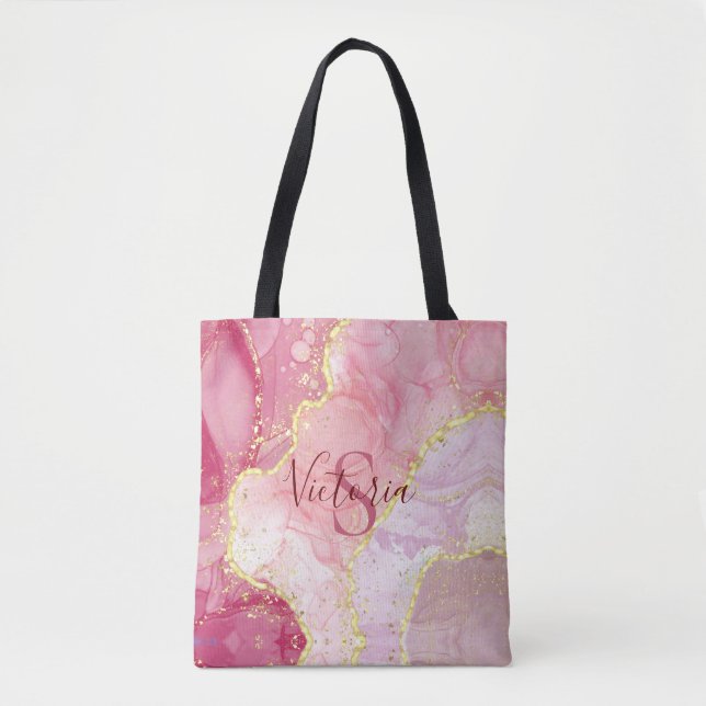 Monogramm des rosa Glitzer Tasche (Vorderseite)