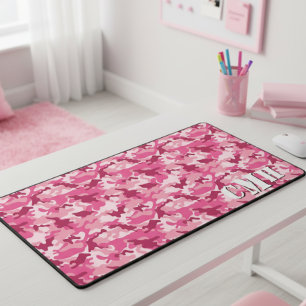 Monogramm des rosa MilitärRetro-Camouflage-Stifts Schreibtischunterlage