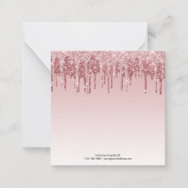 Monogramm des rosa Ombré-Glitzer Mitteilungskarte
