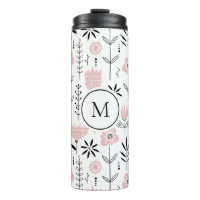 Monogramm des rosa skandinavischen Blumenmusters