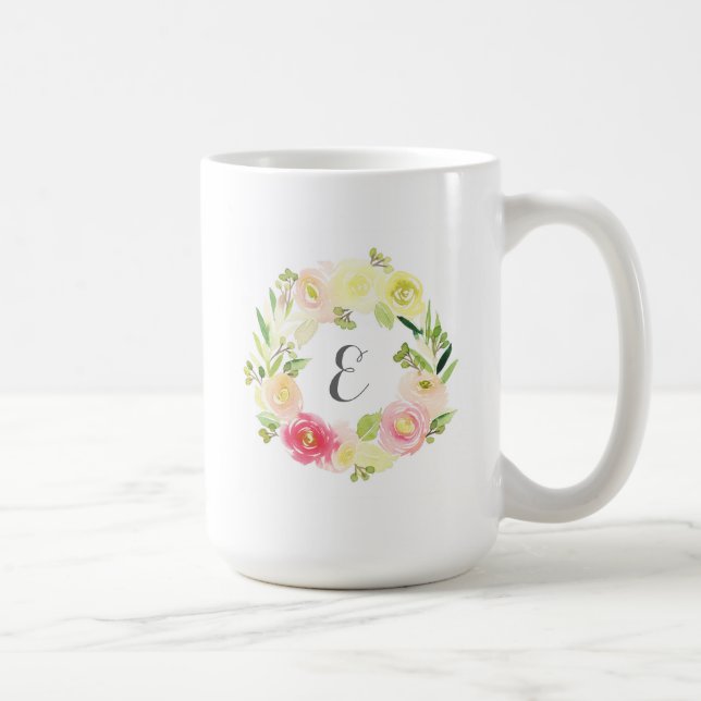 Monogramm des rosa u. gelbes kaffeetasse (Rechts)