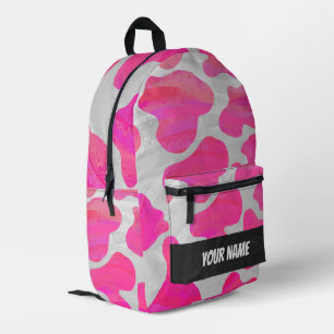 Monogramm des rosa und weißen Kuhmusters Bedruckter Rucksack