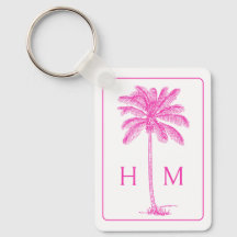 Monogramm des rosa und weißen Palm Palmetto Tree