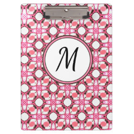 Monogramm des rosa weißen Kreises Geometrisches Mu Klemmbrett