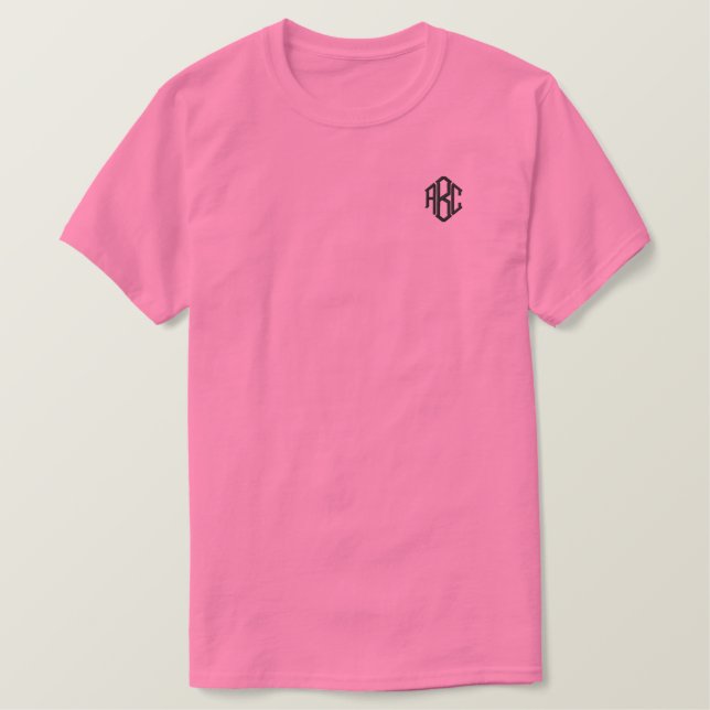Monogramm des rosafarbenen Shirts (Design vorne)