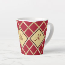Monogramm des roten Golden Diamond Geometric