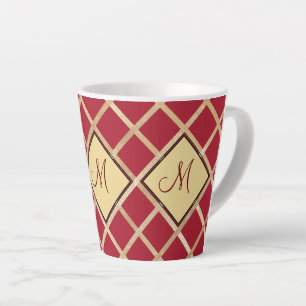 Monogramm des roten Golden Diamond Geometric Milchtasse