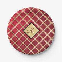 Monogramm des roten Golden Diamond Geometric