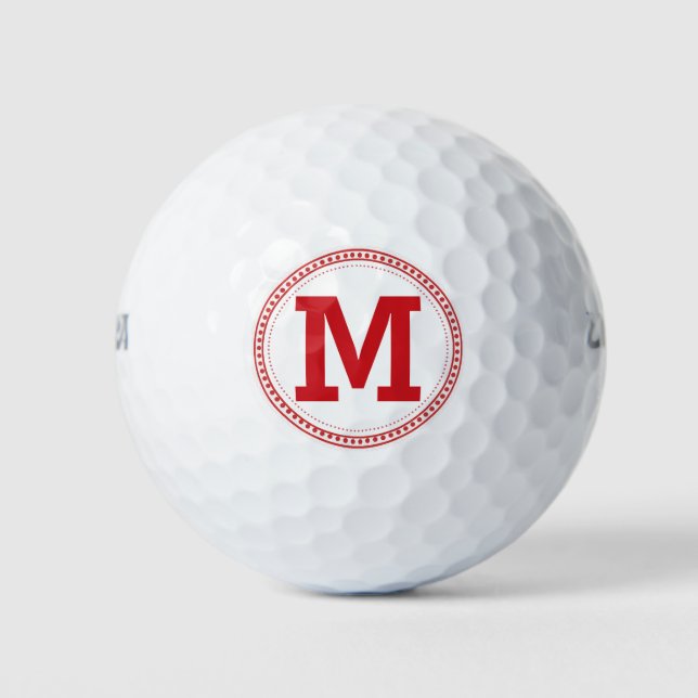 Monogramm des roten Punktgrades Golfball (Vorderseite)