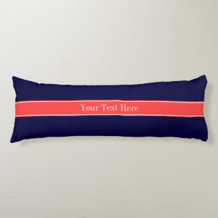 Monogramm des roten Ribbon-Namens "Solid Navy Blue Seitenschläferkissen
