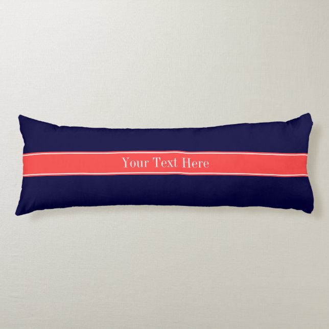 Monogramm des roten Ribbon-Namens "Solid Navy Blue Seitenschläferkissen (Vorderseite)