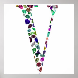 Monogramm des Schmucksteins Brief V Poster