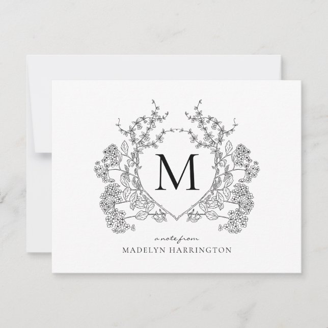 Monogramm des Schwarz-Weiß-Wappen Mitteilungskarte (Vorderseite)