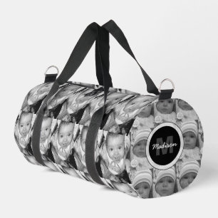 Monogramm des Schwarz-weißen Fotos anpassen Duffle Bag