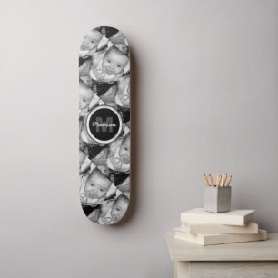 Monogramm des Schwarz-weißen Fotos anpassen Skateboard