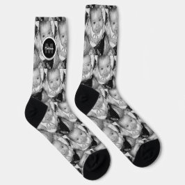 Monogramm des Schwarz-weißen Fotos anpassen Socken