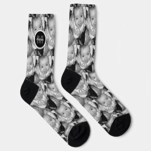 Monogramm des Schwarz-weißen Fotos anpassen Socken