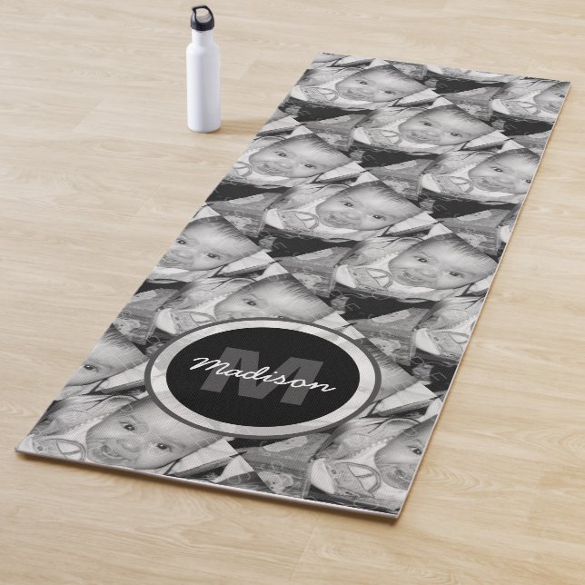 Monogramm des Schwarz-weißen Fotos anpassen Yogamatte (Beispiel)