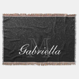 Monogramm des schwarzen Glitzer Decke