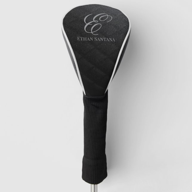 Monogramm des schwarzen Glitzer Golf Headcover (Vorderseite)