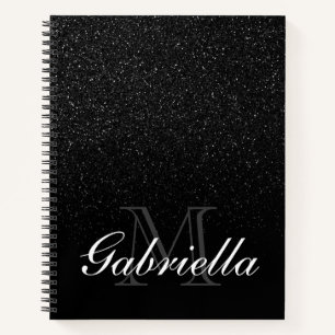 Monogramm des schwarzen Glitzer Notizbuch