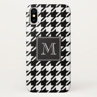 Monogramm des schwarzen Hahnentrittmusters iPhone X Hülle
