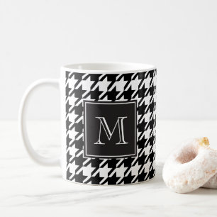 Monogramm des schwarzen Hahnentrittmusters Kaffeetasse