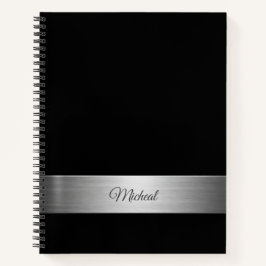 Monogramm des schwarzen Metallic-Akzents Notizbuch