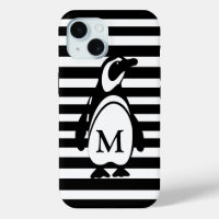Monogramm des schwarzen und weißen Pinguins
