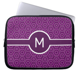 Monogramm des Single auf Lila Hexagonen Laptopschutzhülle