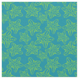 Monogramm des Starfish-Mengen-Muster-  Stoff