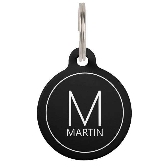 Monogramm des Tieres, Name mit QR-Code des Besitze Haustiermarke (Vorderseite)