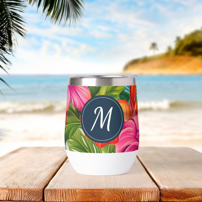 Monogramm des tropischen Hibiskus (Strand)