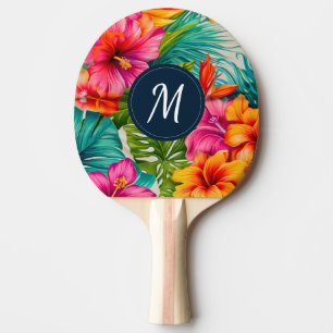 Monogramm des tropischen Hibiskus Tischtennis Schläger