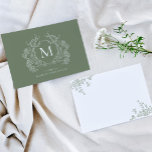 Monogramm des Vintagen botanischen Wappen Grünes B Mitteilungskarte<br><div class="desc">Monogramm-Karte für das Vintage botanische Wappen mit grüner Blüte</div>