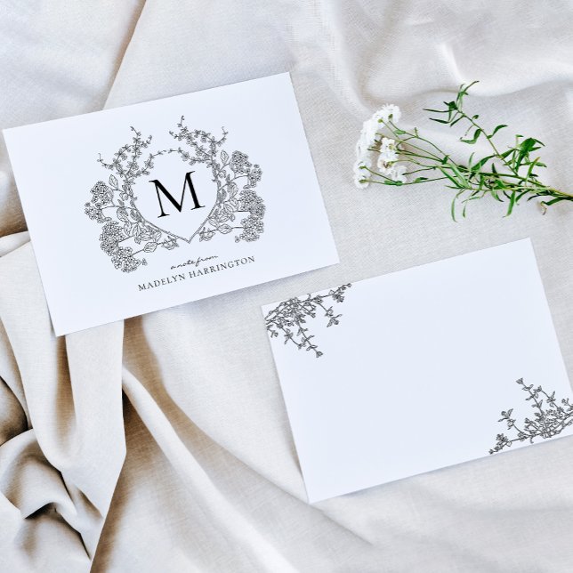 Monogramm des Vintagen Schwarzen Wappen Mitteilungskarte (Von Creator hochgeladen)