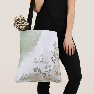 Monogramm des weißen Blüteneleganten Tasche