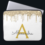 Monogramm des weißen Glitzer Laptopschutzhülle<br><div class="desc">Weiße und goldene Imitate Dripping Modern and Elegant Girly Glitzer and Sparkle Elegant Monogram Case. Dieser Fall kann so angepasst werden,  dass er Ihren Anfangs- und Vornamen enthält.</div>