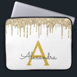 Monogramm des weißen Glitzer Laptopschutzhülle<br><div class="desc">Weiße und goldene Imitate Dripping Modern and Elegant Girly Glitzer and Sparkle Elegant Monogram Case. Dieser Fall kann so angepasst werden,  dass er Ihren Anfangs- und Vornamen enthält.</div>